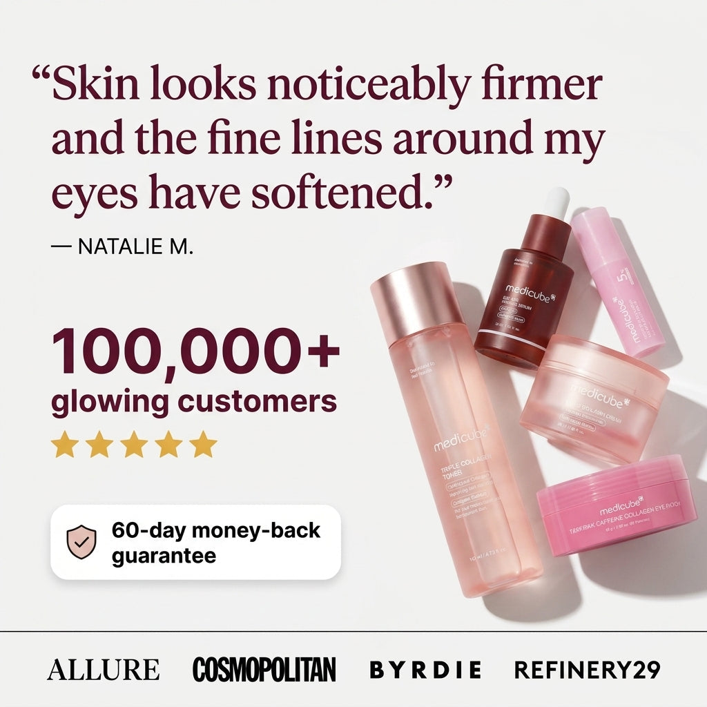 Medicube Coffret Longevity Set — Vue des 5 produits K-Beauty anti-âge